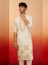 Men's Chiku Multi Embroidered Silk Kurta